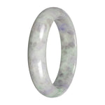 Grade A Pale Green and Lavender Pattern Jade Bangle - 59mm Half Moon