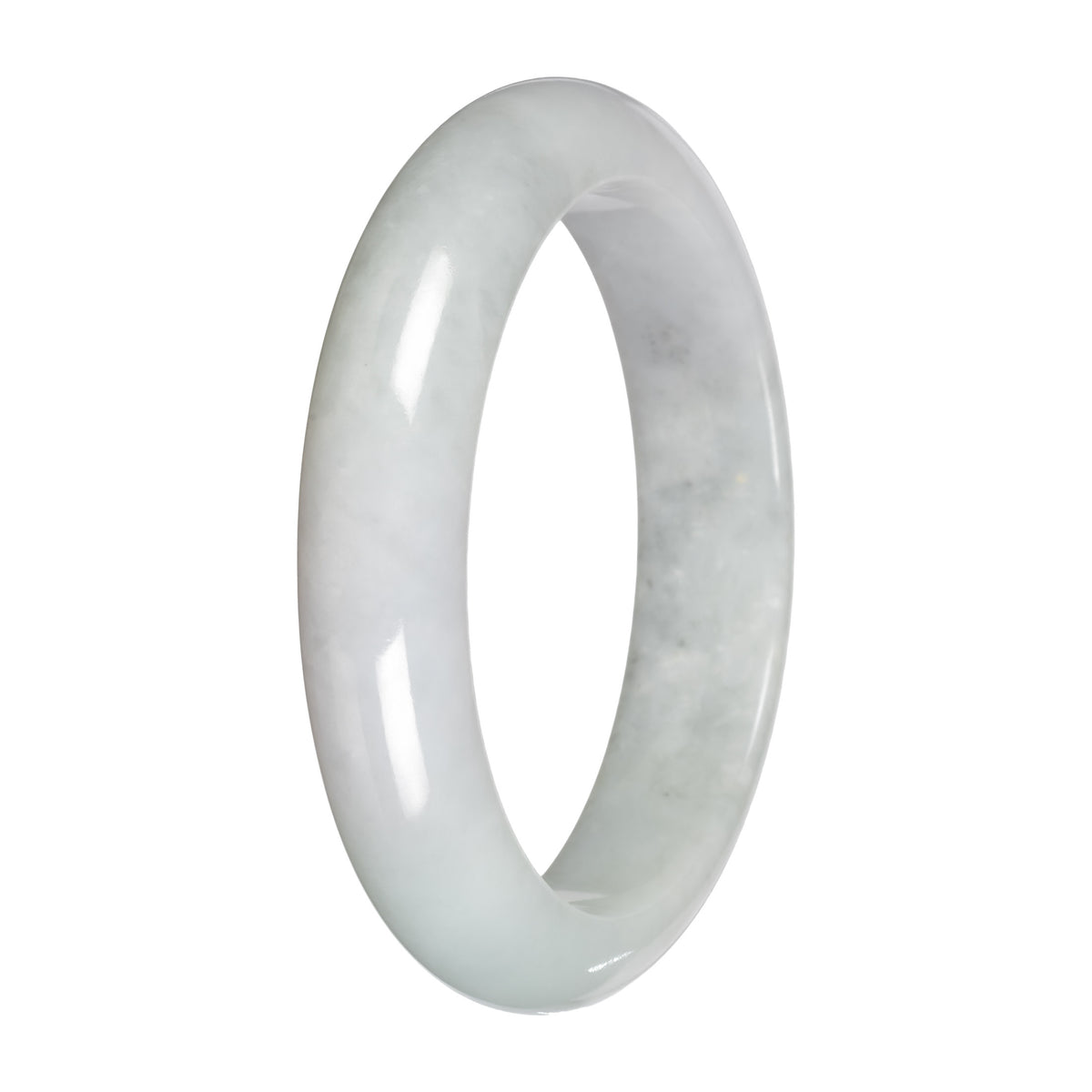 Natural White Traditional Jade Bangle - 58mm Half Moon