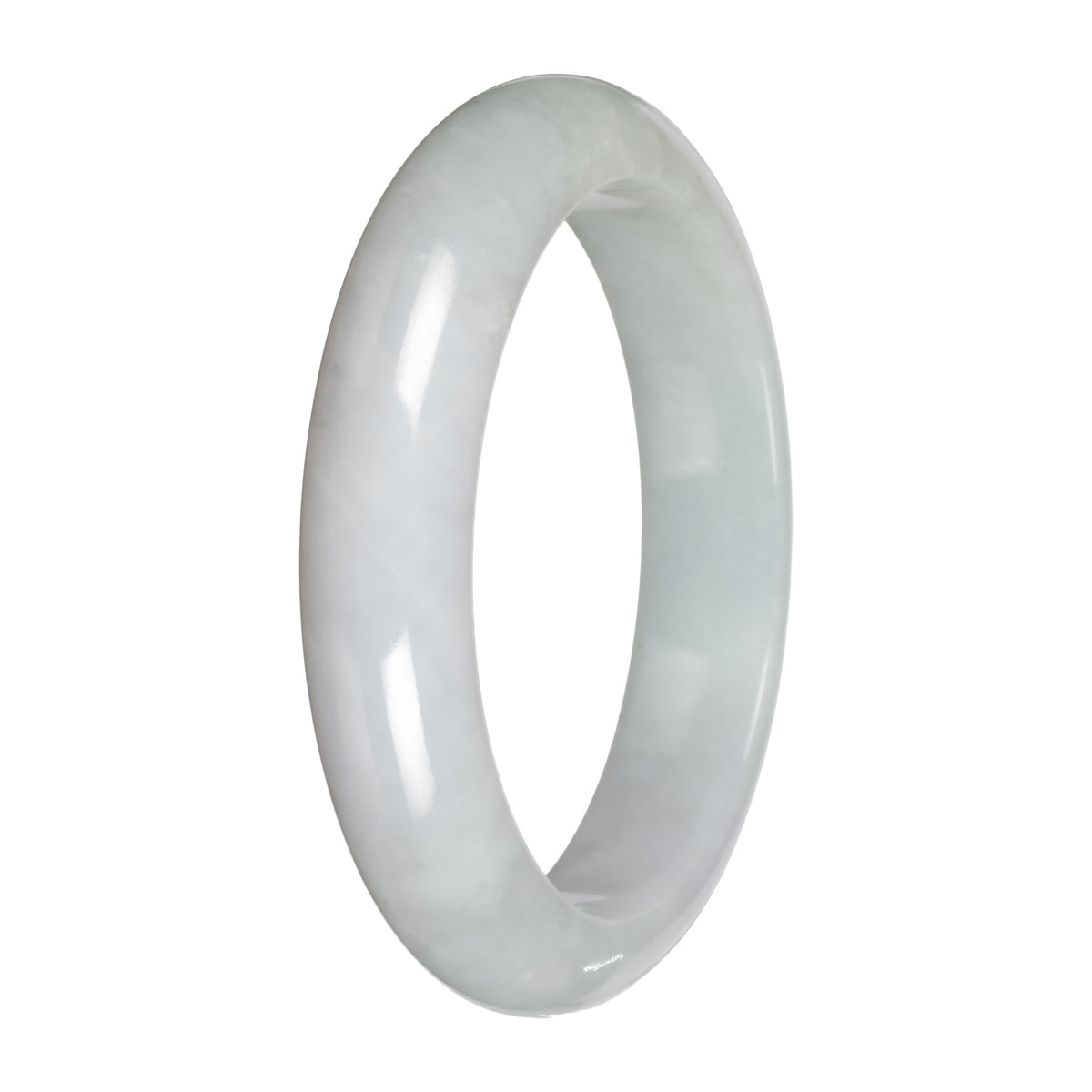 Natural White Traditional Jade Bangle - 58mm Half Moon