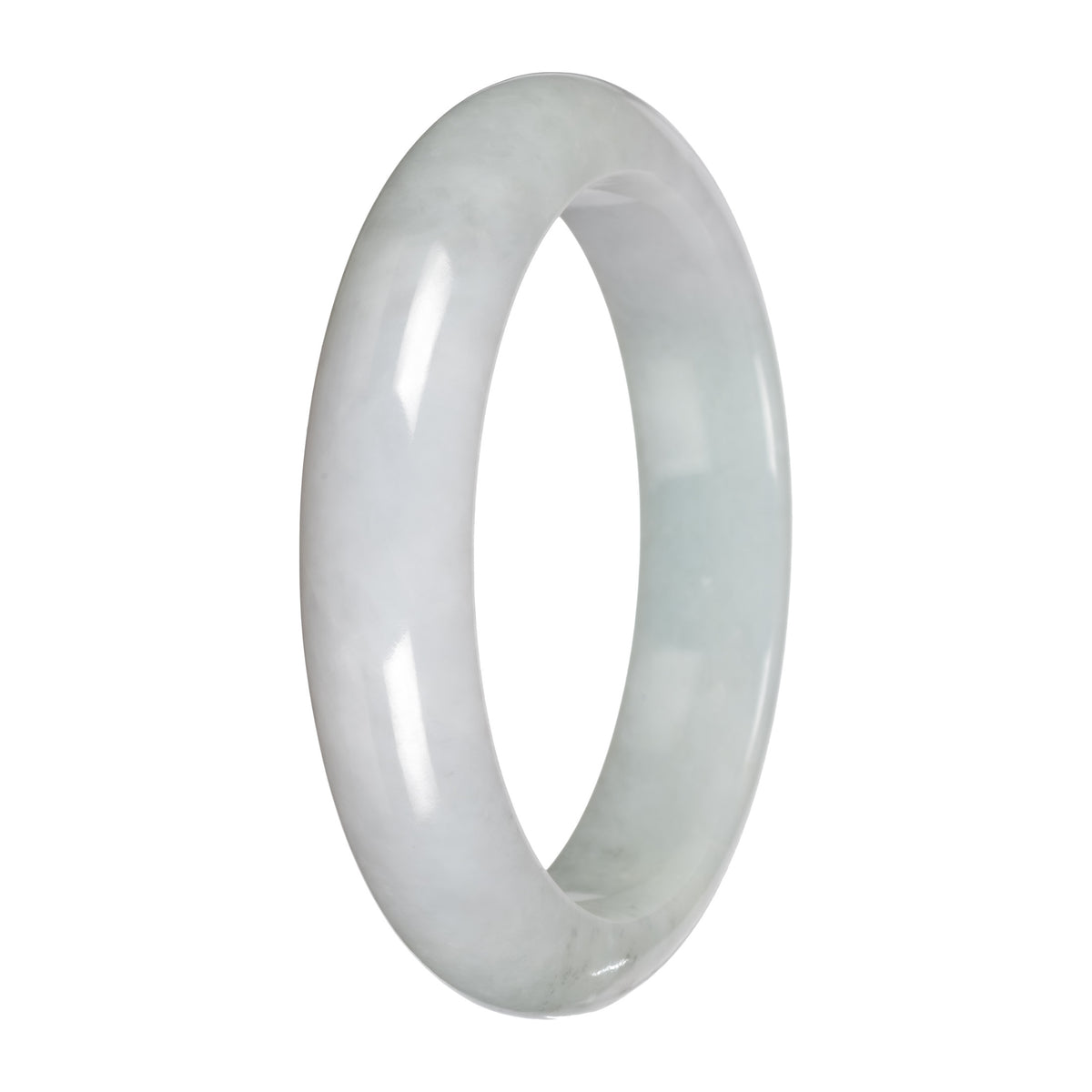 Natural White Traditional Jade Bangle - 58mm Half Moon