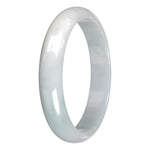 Real Pale Green with White Section Jadeite Jade Bangle - 78mm Half Moon