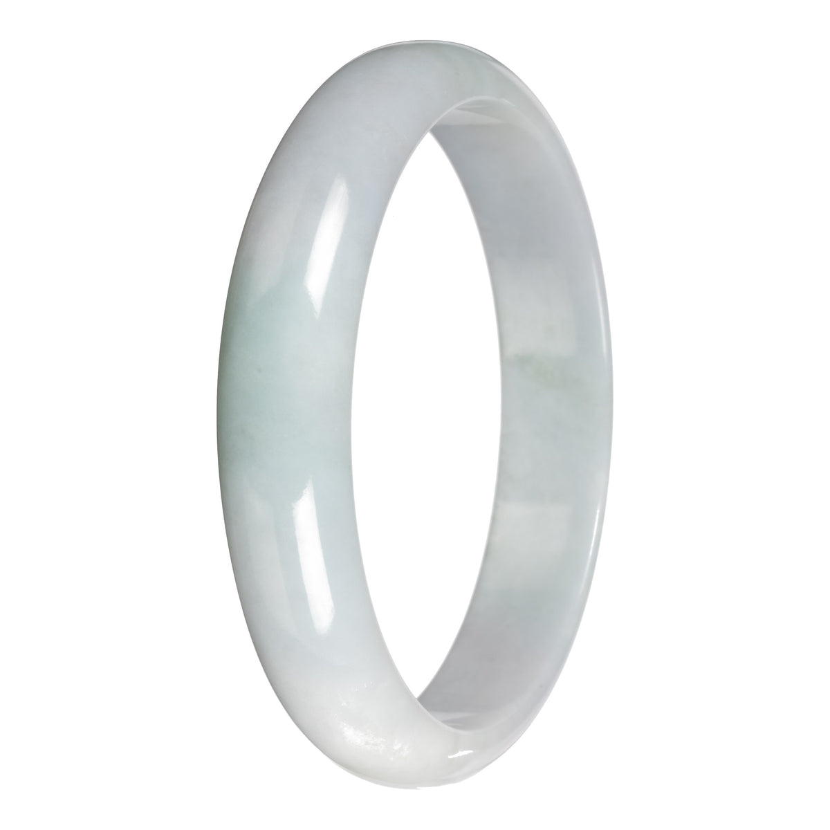 Real Pale Green with White Section Jadeite Jade Bangle - 78mm Half Moon