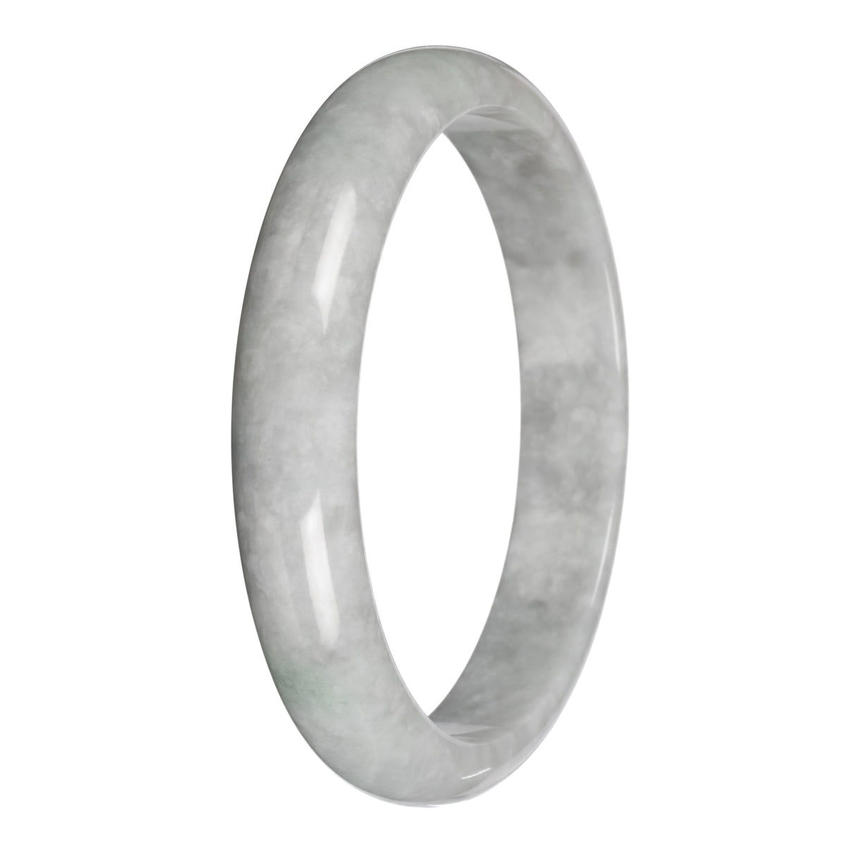 Genuine Grey Burma Jade Bangle - 83mm Half Moon