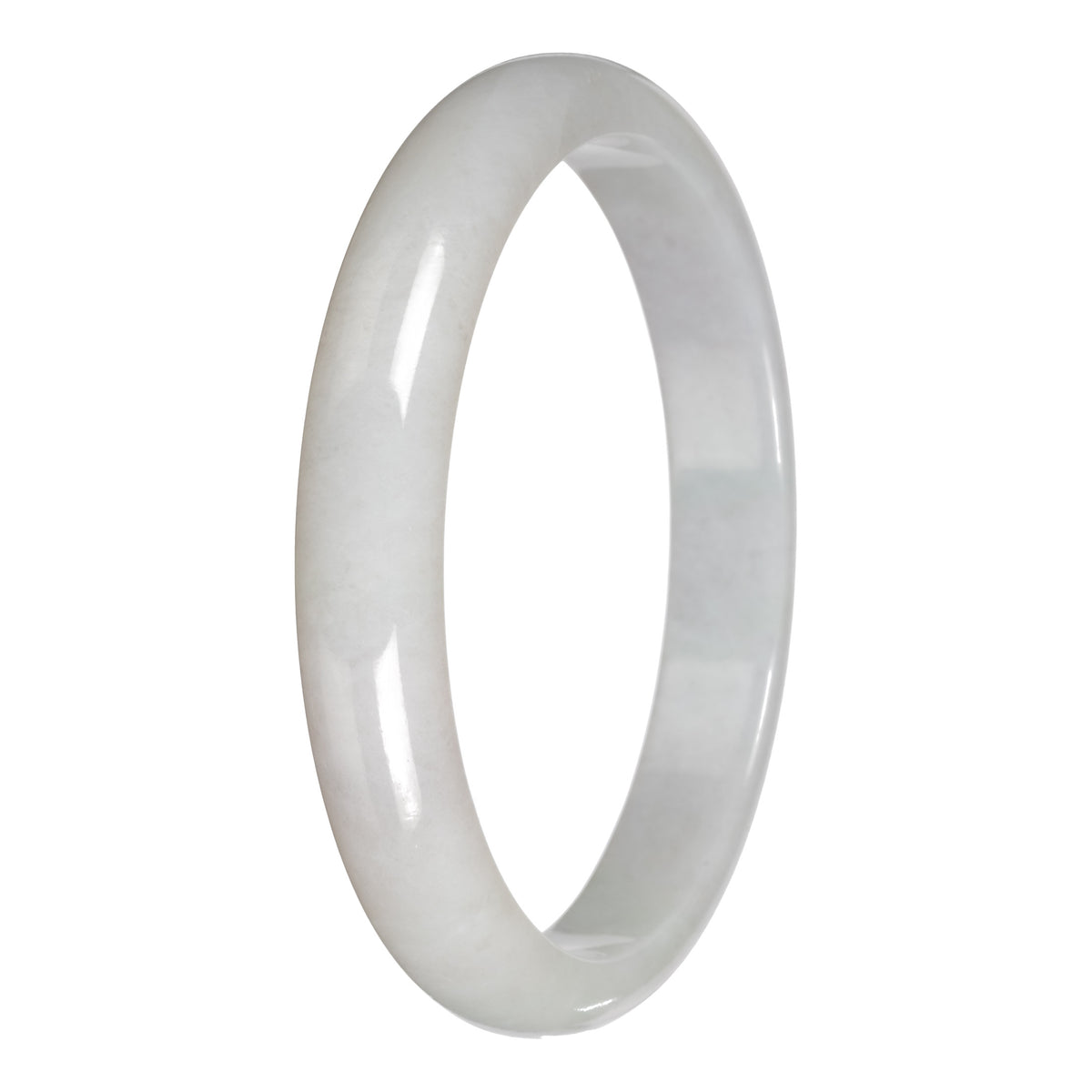 Authentic White Traditional Jade Bangle - 78mm Half Moon