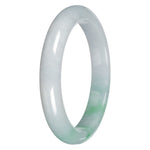 Real White with Apple Green Pattern Traditional Jade Bangle Bracelet - 65mm Half Moon