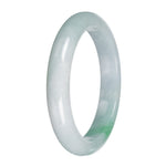 Authentic Pale Green with Emerald Green Burma Jade Bangle - 63mm Half Moon