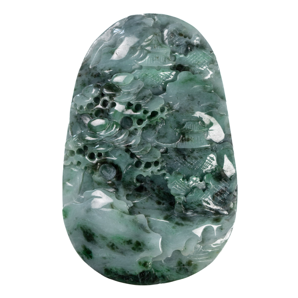 Natural Landscape Carving Jadeite Jade Pendant