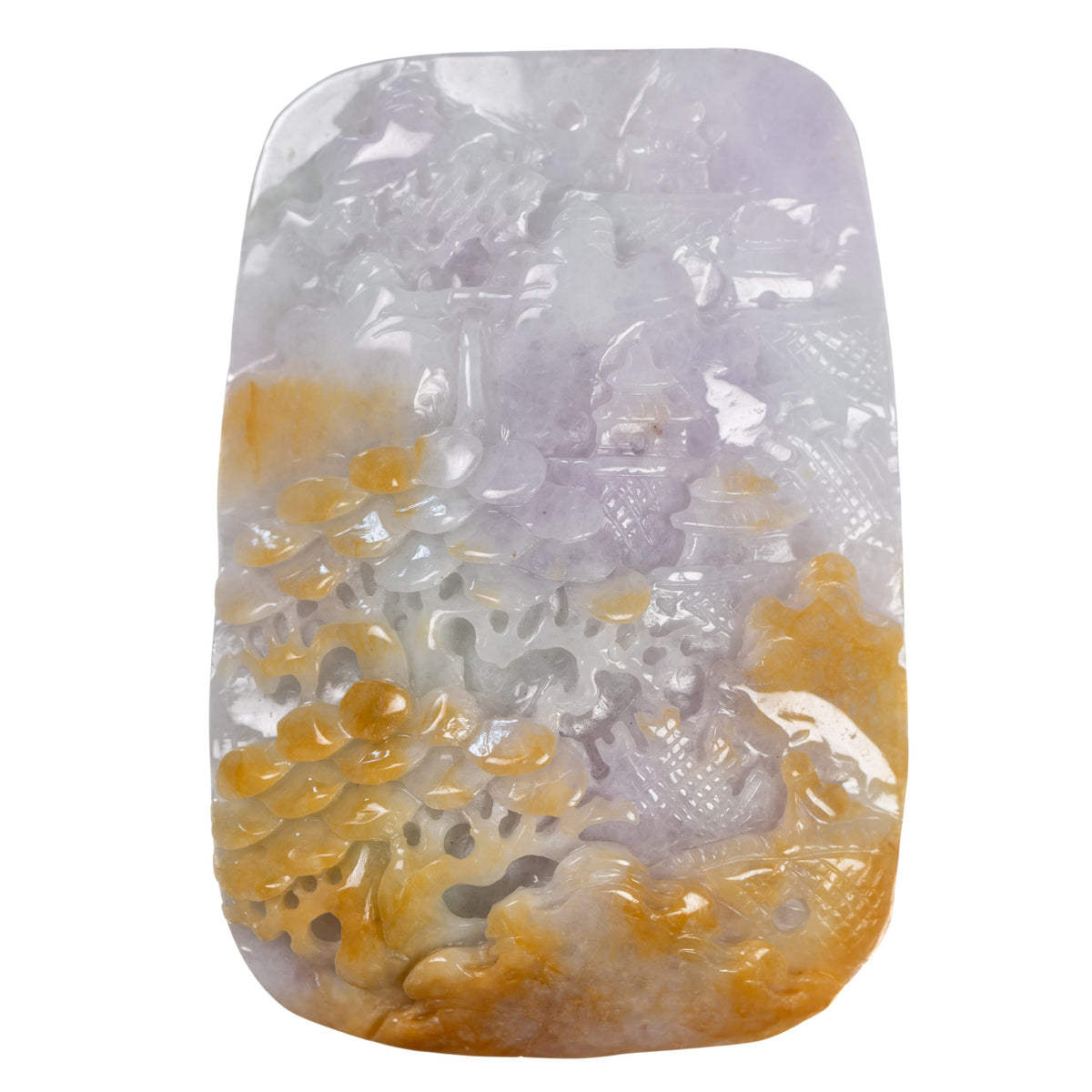 Lavender and Yellow Jade Landscape Pendant