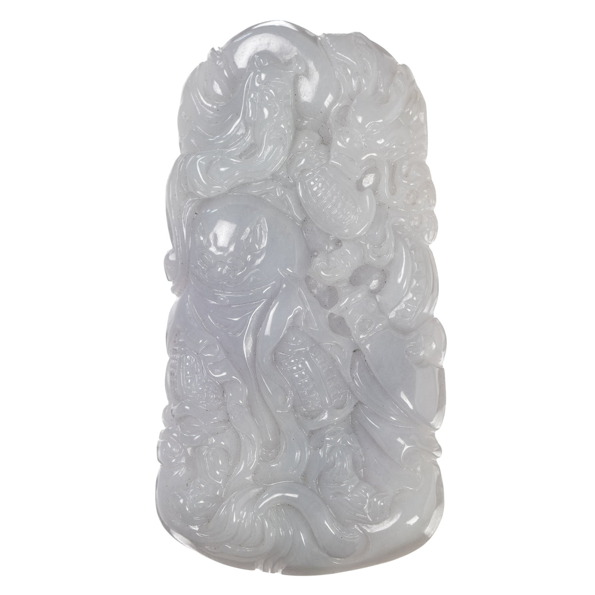 Jade Guan Gong Warrior Pendant - Natural White Jadeite