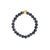24k Gold Rabbit Jadeite Bead Bracelet - 7mm Black and Grey Beads