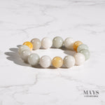 Mens Three Colour Jade Bead Bracelet with Topaz - 14mm