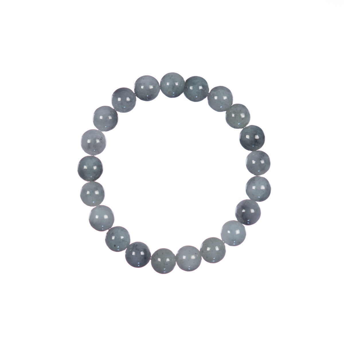 Light Grey Jade Bead Bracelet - 9mm