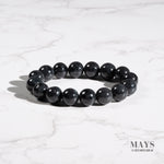 Mens Black Jadeite Jade Bead Bracelet - 13mm