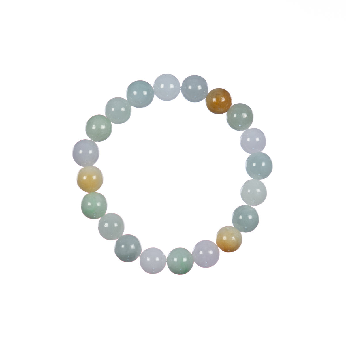 Tri Colour Jadeite Jade Bead Bracelet - 9mm