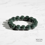 Mens Dark Green Jadeite Jade Bead Bracelet - 12mm