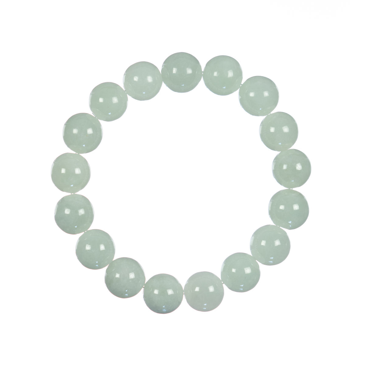 Translucent Light Green Jadeite Jade Bead Bracelet - 12mm