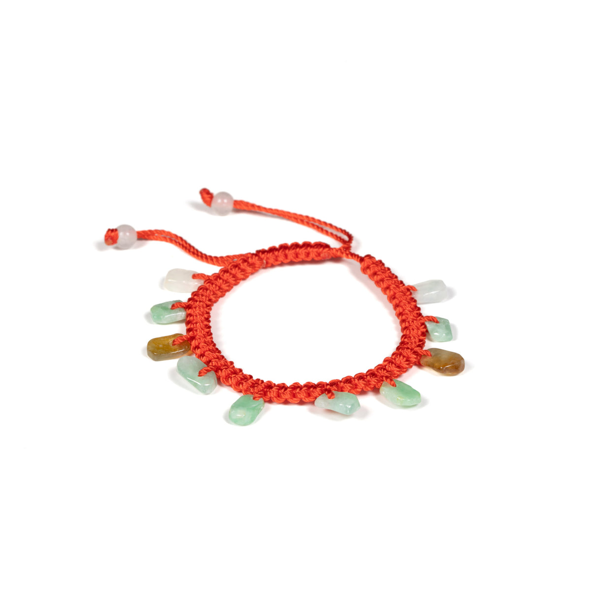 Lucky Red Jade Bracelet with Brown and Green Jadeite - Gift for Children