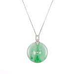 Natural Jadeite Disc Pendant with Diamonds