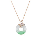 Apple Green Jade Donut Pendant in 18K Rose Gold