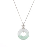 White and Green Jadeite Jade Donut Pendant