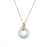 18K Rose Gold Light Green Jade Donut Pendant - Birdie