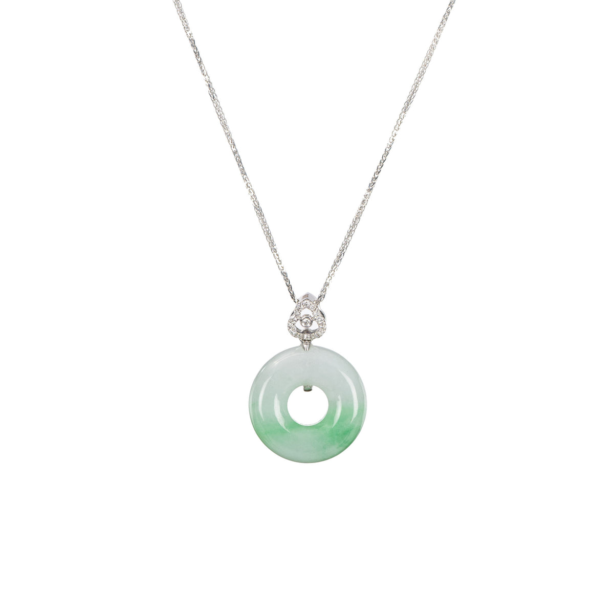 Petite Jadeite Jade Donut Pendant with Diamond