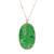 Oval Mottled Green Jadeite Pendant - Floral Frame