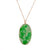 Oval Jade Pendant with Mottled Emerald Green Jadeite  - Floral Frame