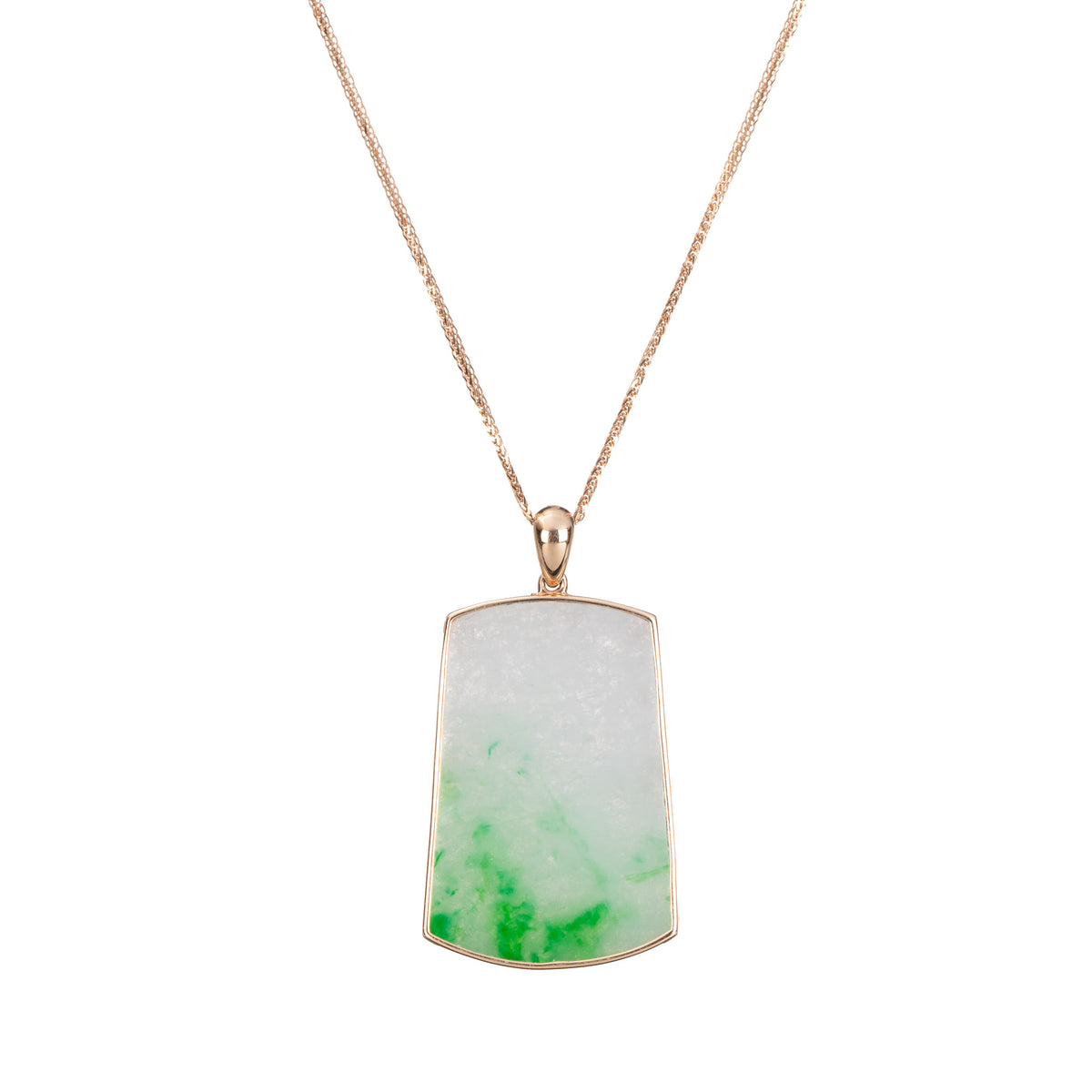 18K Rose Gold Jade Pendant - Floral Frame