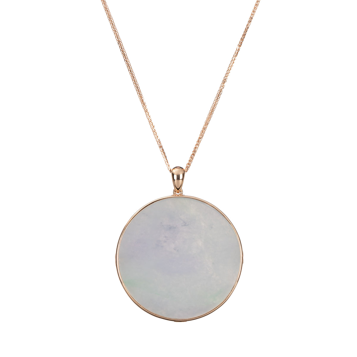 Circular Pale Lavender and Green Jadeite Jade Pendant - Floral Frame