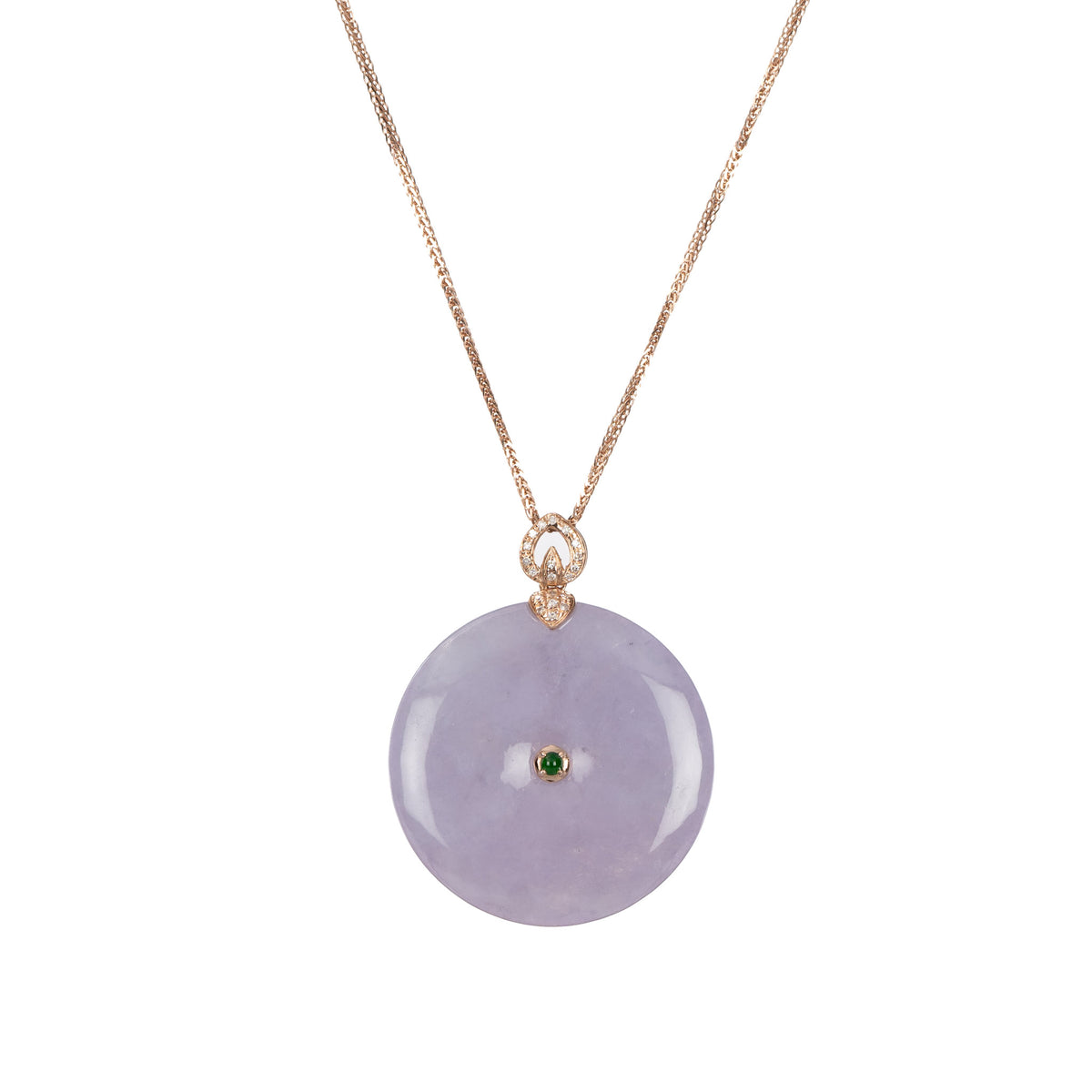 Jadeite Jade Bi Disc Lavender Pendant