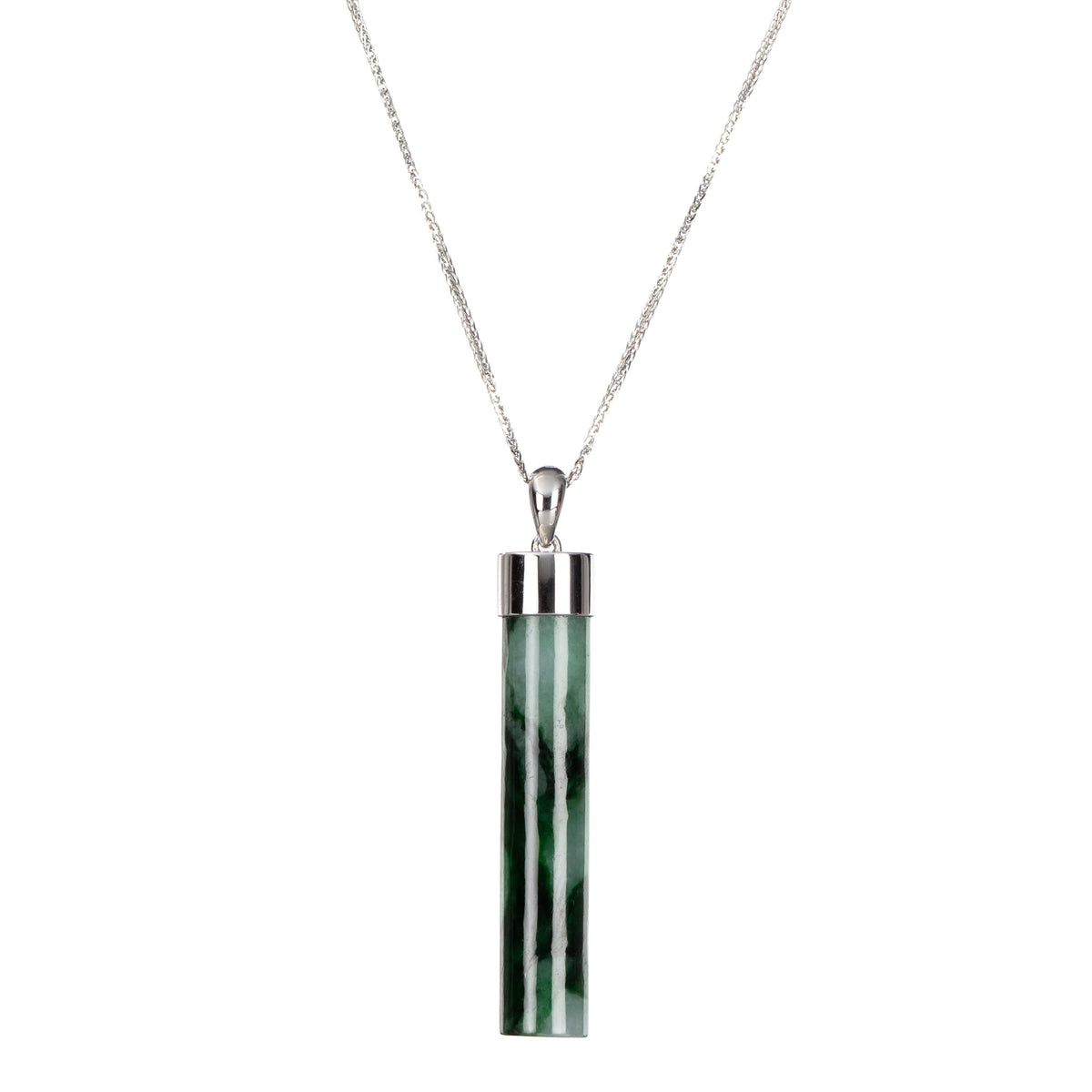 Jade Cylinder Pendant with Dark Green Pattern