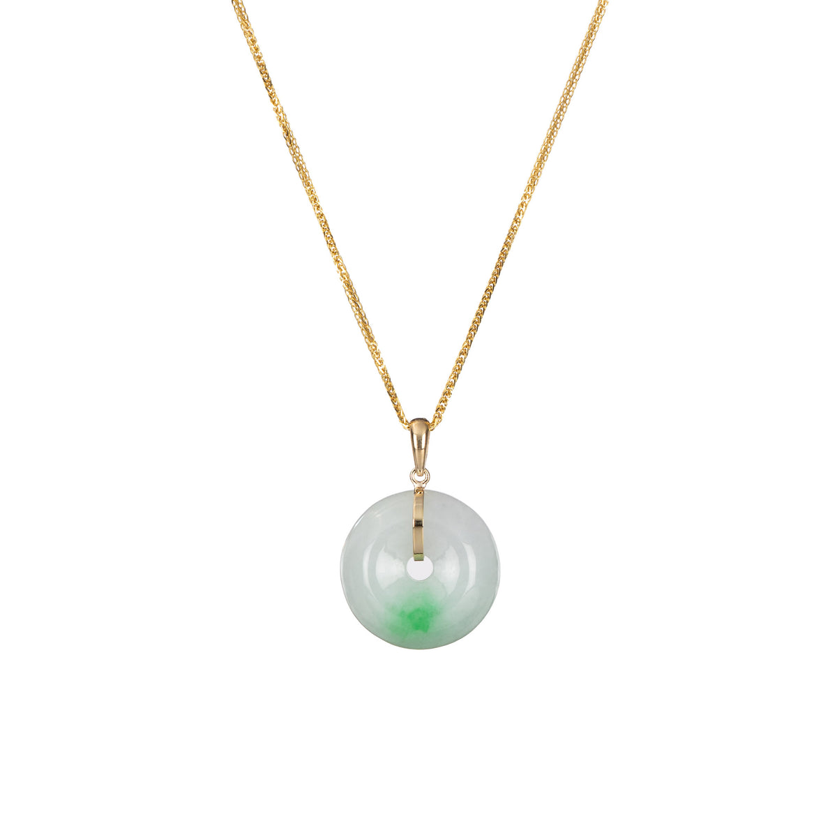 Small Apple Green and White Jadeite Disc Pendant
