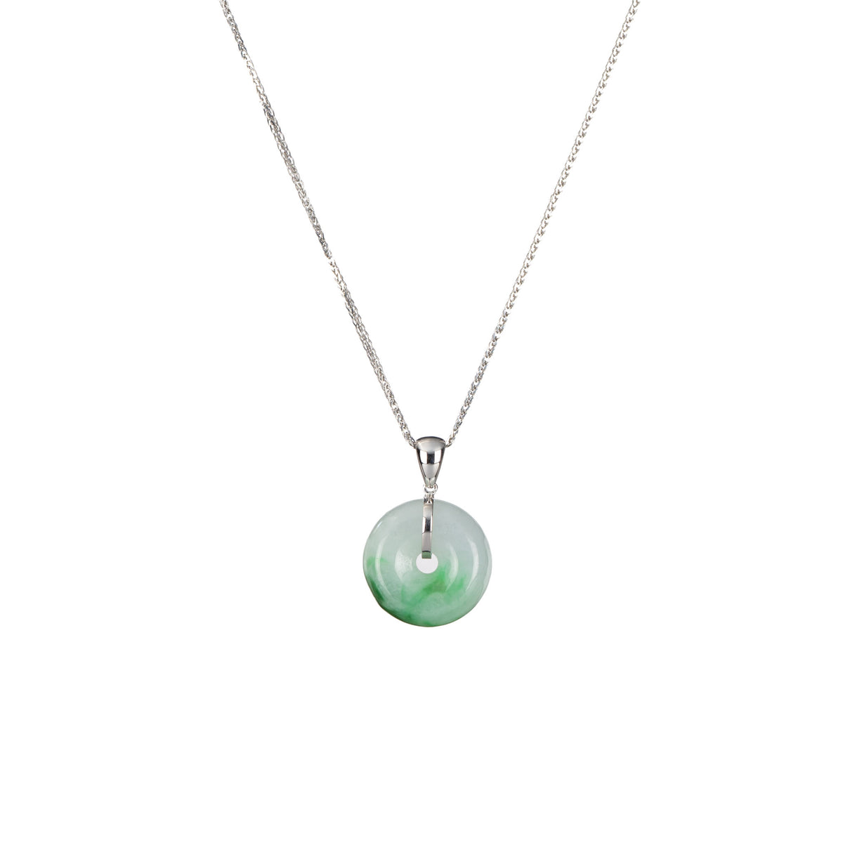 18K White Gold Jade Donut Necklace - Kandy Donut