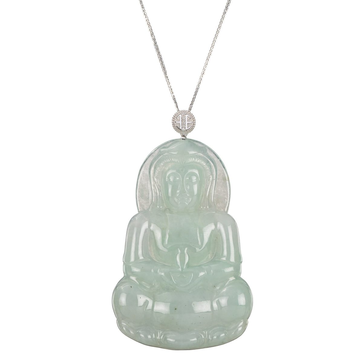 Handcrafted Guanyin Jadeite Jade Pendant