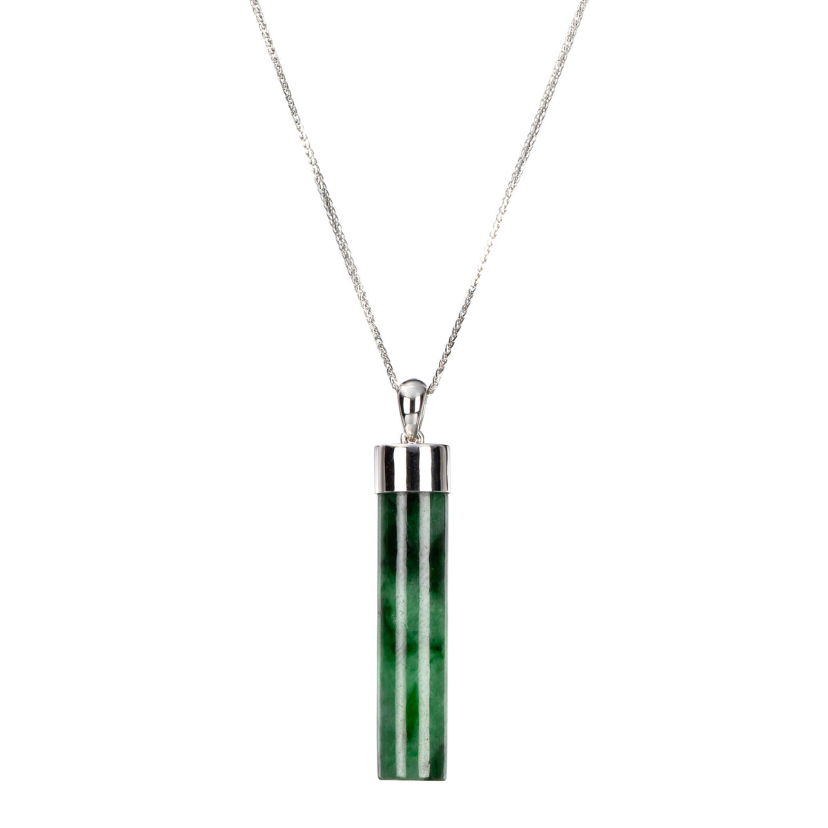 Green and Black Jadeite Cylinder Pendant