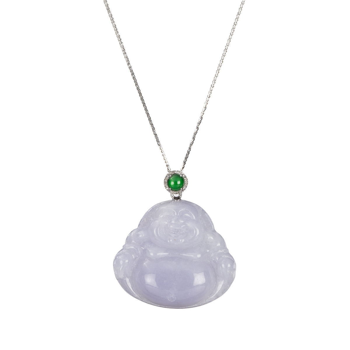 Lilac Happy Buddha Jade Necklace