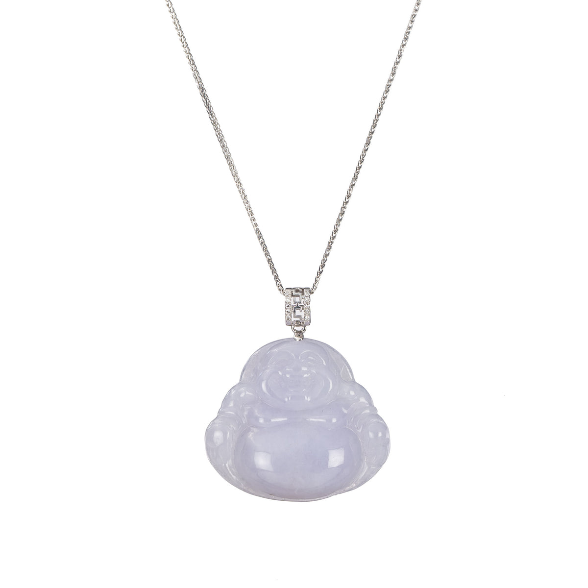 Lavender Happy Buddha Jadeite Jade Pendant