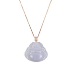 Lavender Laughing Buddha Jadeite Jade Necklace in 18K Rose Gold & Diamonds