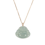 Icy Green Laughing Buddha Jadeite Jade Necklace in 18K Rose Gold & Diamonds