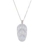Women's Icy Jadeite Leaf Necklace with Diamond Bail