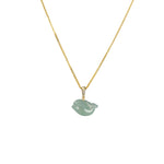 18K Yellow Gold Women's Jade Dolphin Pendant