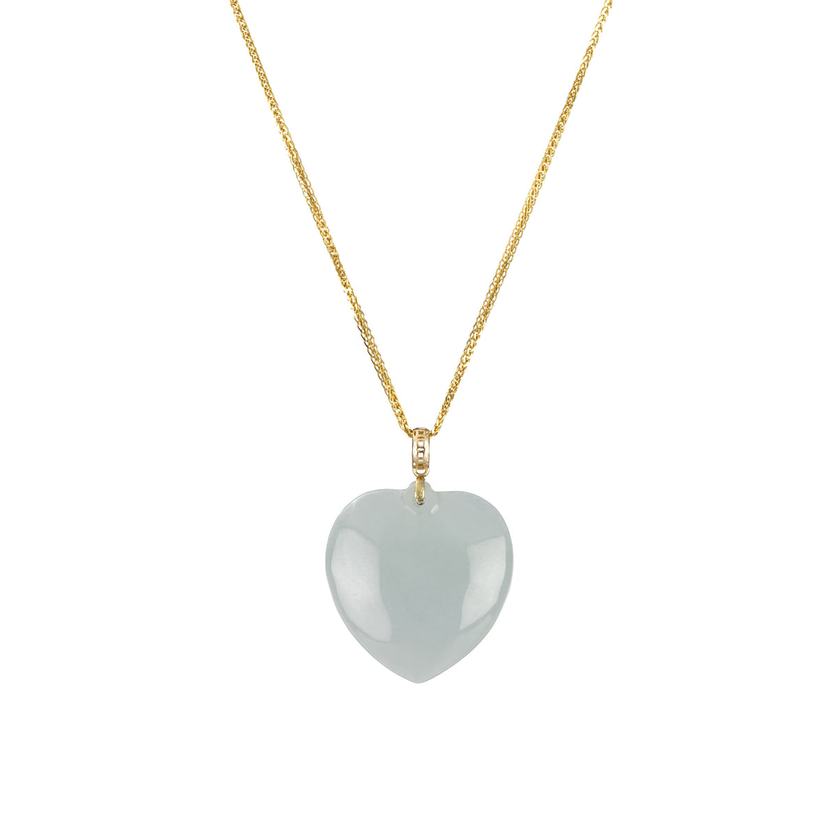 Jade Heart Pendant with 18K Yellow Gold