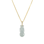 Burmese Jadeite Vase Pendant with 18K Yellow Gold