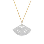 Jade Fan Pendant with 18K Yellow Gold Bail