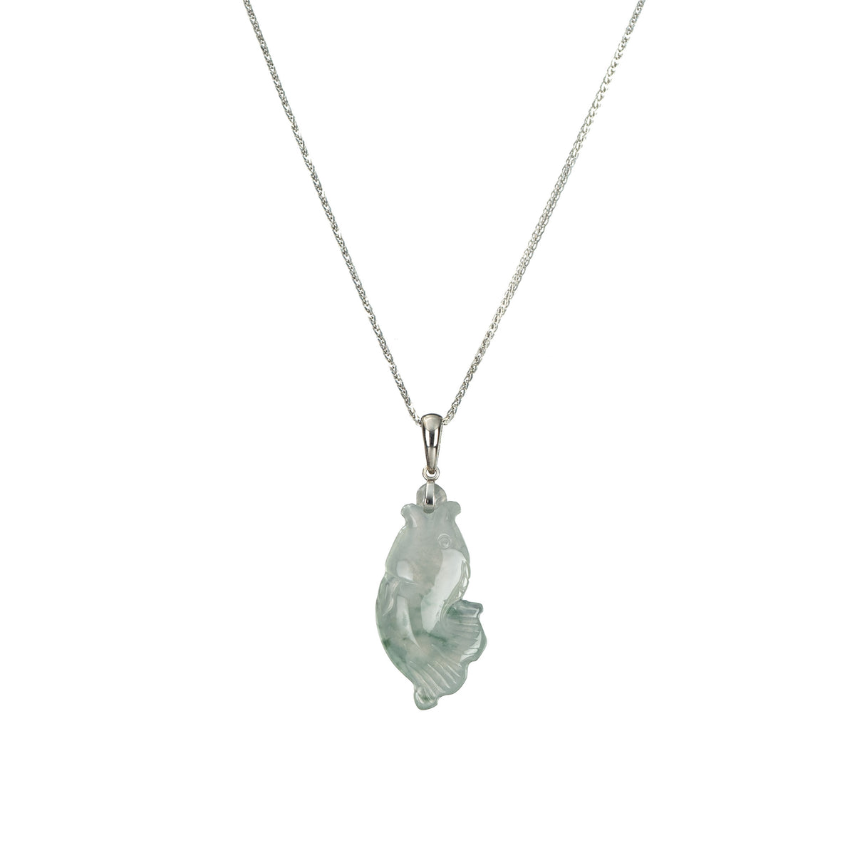 Craved Fish Jade Pendant - Grade A Jadeite Jade