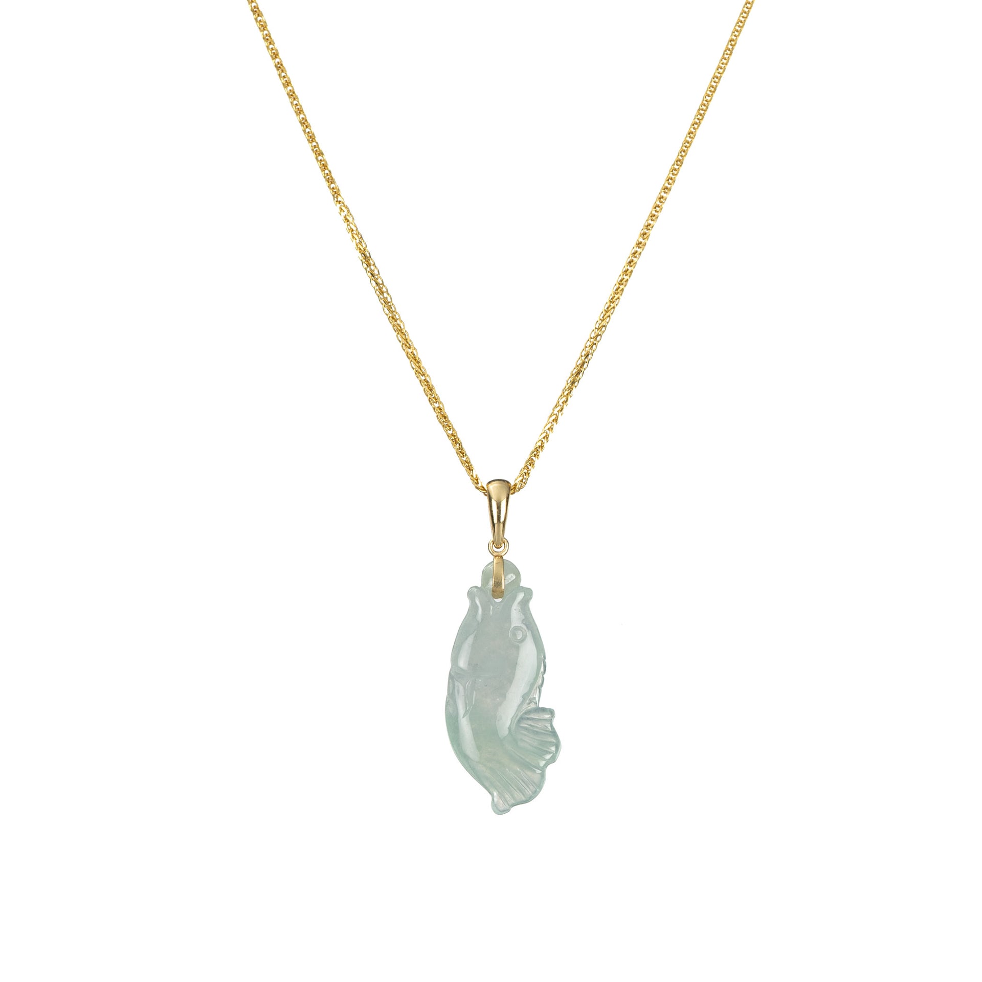Highly Translucent Carved Jade Fish Necklace– MAYS GEMS