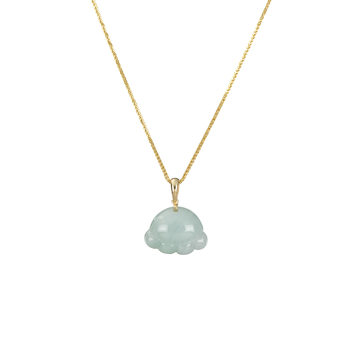 Little Paw Jade Pendant with 18K Yellow Gold