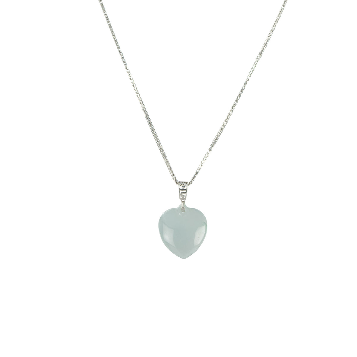 Small Jadeite Jade Heart Pendant - 18K White Gold