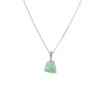 Apple Green Baby Footprint Jadeite Jade Pendant - 18K White Gold